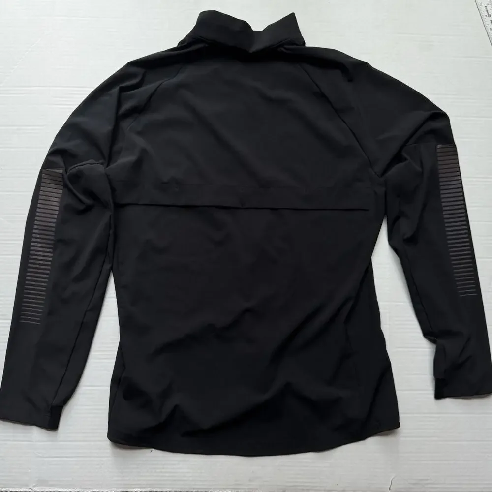 Adidas Mens M Running Jacket Black Reflective Full Zip Windbreaker Athletic